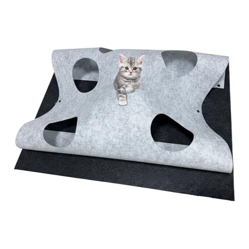 猫用アクティビティマット,多機能インタラクティブ折りたたみ可能 - 猫用プレイトイラグ穴付き | 小型中型大型猫種 子猫 うさぎ 室内 家庭用 爪とぎ 遊び用