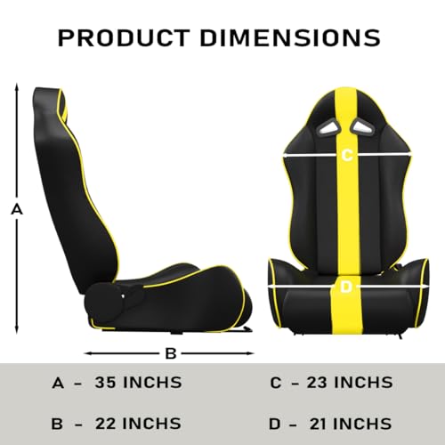 Image of ASE GAMING APEX Series Ergonomic Racing Seat with Adjustable Sliders for Race Simulator Cockpit Wheel Stand,Gaming Chair,Sim Video Game Chairs,180 Degree Reclining 3 Years Warranty (Yellow)