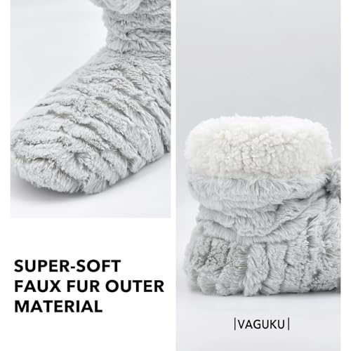 Image of Keyela Womens Non-Slip Sole Slipper Socks, Fluffy Winter House Booties