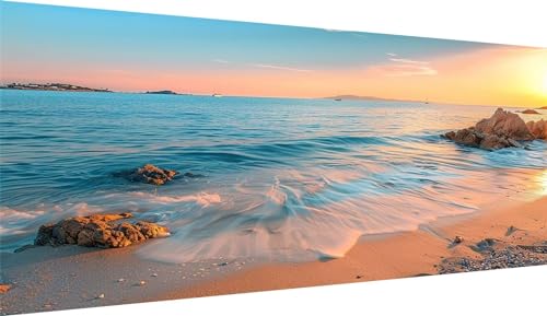 Kit complet diamond painting grand format 100x200cm pour adulte, broderie diamant plage 5D