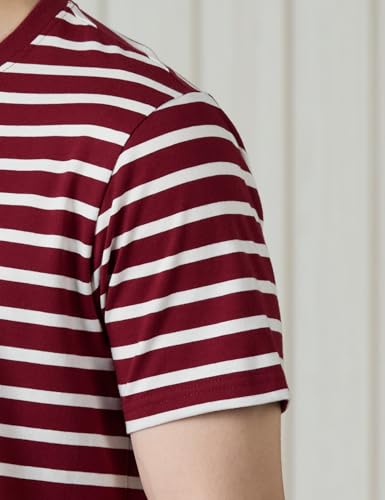 Image of Amazon Brand - Symbol Men Cotton Rich Relaxed Fit Striped Tshirt | Half Sleeves | Available in Plus Size