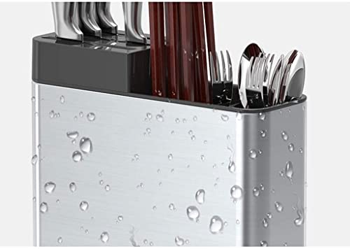 Image of Stainless Steel Spoon Holder - Spoon Stand for Kitchen Steel - Countertop Holder for Spoons, Forks, Knives, Spatula - 15L x 10W x 10H cm (Black)