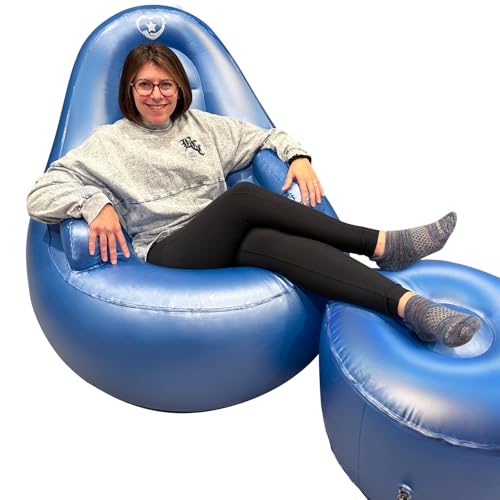 Serenity Blue BBL Inflatable Chair with Ottoman for After Butt Surgery...