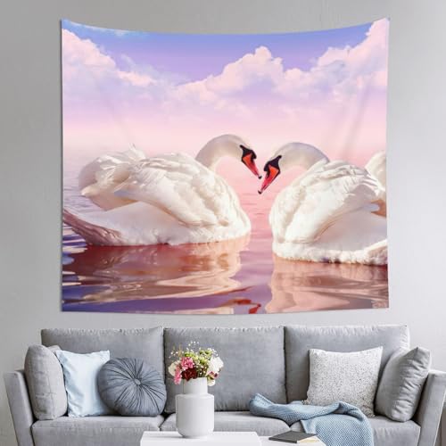 Tapisserie chambre cygne 152x130 pour habiller un mur blanc sans faire de travaux