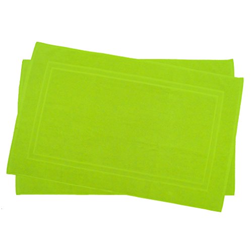 Julie Julsen 2er Pack 70 x 120 cm Badvorleger in Premium Qualität 900 gm2 in aktuellen Farben und 4 Größen aus Baumwolle Badematte Badteppich Duschvorleger Design Doppel Rahmen Apfelgrün