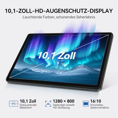 Tablet 10 Zoll Android 16 Octa-Core Tablet 16GB RAM + 128GB Tablets mit Tastatur Maus & Stift Gesichtsentsperrung 1280x800 HD 7000mAh WiFi… – Ansicht 5