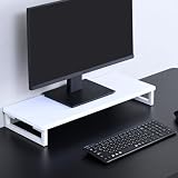 山善(YAMAZEN) モニター台 幅59×奥行25×高さ8cm コンパクト キーボード収納 PC台 組立かんたん ホワイト/アイボリー DTS-5925(WH/IV) 在宅勤務