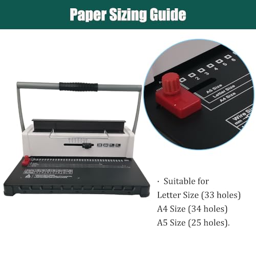 Binding Machine,Wire Binding Machine 34 Hole,120 Sheets Punching,Bind 12 Sheets Book Maker with 100Pcs 3/8'' Wire Binding Ring,Paper Punch Binder Binding Kit for A4 / A5,Letter Size or Smaller Sizes