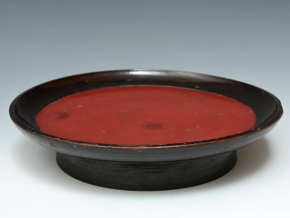 Amazon.co.jp: 時代 一木造り 根来丸盆 高台盆 丸盆 27.3×26㎝ 盆 盛皿