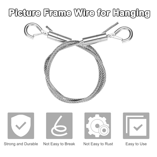 Image of M METERXITY 1-Pack Adjustable Picture Hanging Wire Kit, 1mx3mm Mirror Hanging Wire, Holds Up to 661lbs(300kg) 3.3FT Picture Frame Wire for Billboards /Basket /Flowerpot