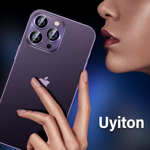 Uyiton for iPhone 14 Pro/iPhone 14 Pro Max Camera Lens Protector, [Drop Protection] 9H Tempered Glass Camera Cover screen Metal Ring Case Friendly Scratch Resistant Easy to Install - Purple - Thumbnail 6