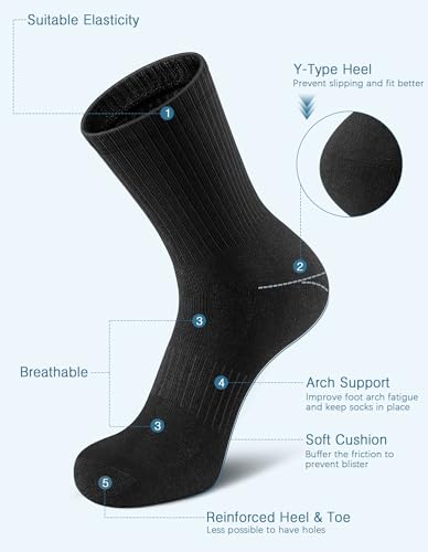 Image of Airacker Athletic Socks Sport Running Calf Socks Performance Cushioned Breathable Crew Socks for Men Women(6 Pairs)