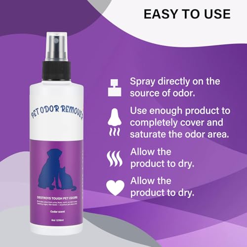 Pet Odor Eliminator Spray (8oz/236ml) – Cedar Scent Pet Odor Remover for Dog & Cat Urine, Carpet, Bedding & Strong Pet Smells, Natural Neutralizer for Home & Pet Areas — view 2