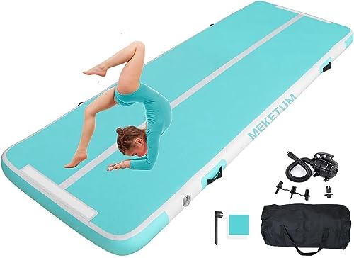 MEKETUM Air Turn Track Matte 2m 3m 4m 5m 10/20cm Dicke Turnen Matten Aufblasbar Gymnastikmatte Rutschfest Sportmatte für Zuhause/Training/Tumbling/Yoga/Outdoor/Fitness