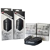 Vittoria Zaffiro Pro G2.0 Road Bike Tires Set with Inner Tubes - Includes 2 Zaffiro Pro Tires (700x25c) Plus 2 Standard Tubes (700X20/28 48mm) - Performance Training in All Conditions (Full Black)