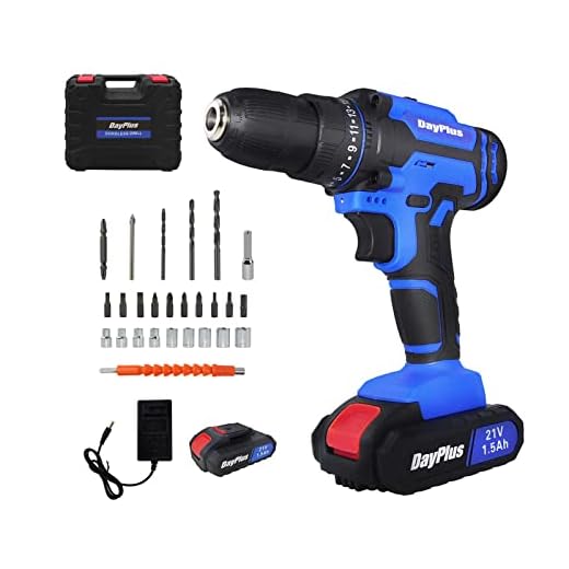 Akku-Bohrmaschine 21V Akkubohrer 29 teiliges Zubehörset 18+1 Drehmoment 45Nm Bohrschrauber Variable Geschwindigkeit mit 2 Akku