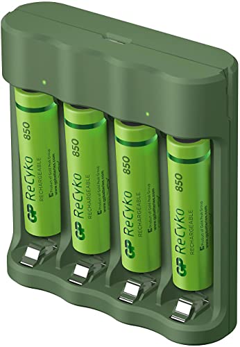GP RECYKO B421 / 85 Cargador 4 Puertos USB Incl 4XAAA NIMH 850MAH