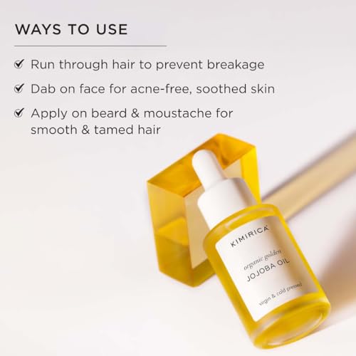 Image of Kimirica 100% pure Jojoba Oil | Virgin & Cold Pressed Oil For Hair & Skin | suitable for all Skin Type | 100% Vegan, organic golden Jojoba Oils (30ml)
