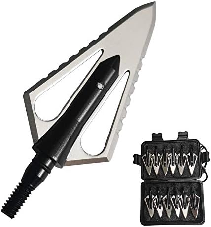 LeeMui Stainless Steel Hunting Archery Broadheads Blades Grain Screw-in Arrow Heads Tips Compatible with Traditional Bows Archery Broad Crossbow Recurve…