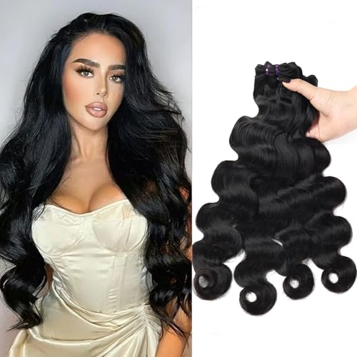 Beautymoon Raw Indian Hair Bundles Body Wave Bundles 18 18 20 20 Inch 16A Grade 100% Unprocessed Virgin Weave 4 Bundles Human Hair Body Wave Deals Natural Black Bundle