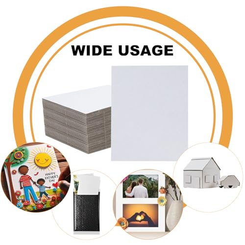 Image of 50 Pack 9x12 Inch White Corrugated Cardboard Sheets, Corrugated Cardboard Filler Insert Sheet Pads for Mailing, Pack Shipping,Backing, Craft Card Board