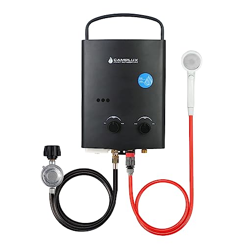 Camplux 1.32 GPM Portable Water Heater Tankless Water Heater Propane Outdoor Black