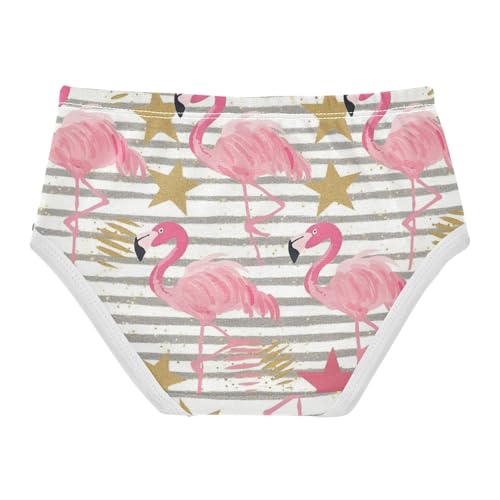 Wusikd Gold Glitter Stars Girls' Underwear Cotton Pink Flamingos Girls Briefs Soft Toddler Underwear 2T2