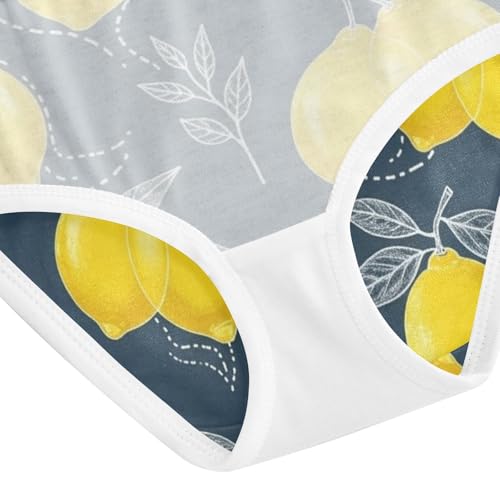 Underwear for Girls, Yellow Lemons Navy Toddler Girl Briefs, Cotton Underwear Girls, 2T–8 Years4