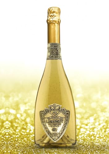 Image of Lussory Premium Gold 24K Sparkling Bubbly Dealcoholized 0.0% Non Alcoholic Wine From Spain, Low Calories, Low Sugar, Halal (750ml, 1 Bottle)