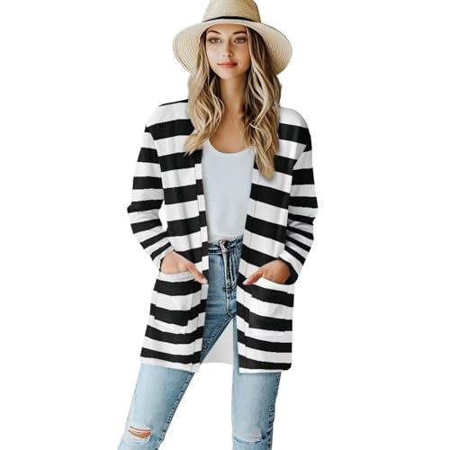 Image of Women's Aztec Open-Front Jacket Lightweight Casual Outerwear Native Western Aztec Pattern & Plaid Houndstooth Print