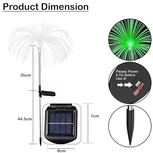 Image of GIGALUMI GL-902 Solar Jellyfish Garden Light 600mAh Battery Fibre Optic Fountain LED IP65 Waterproof Outdoor Lamp with 2V Panel for Backyards Pathways (1Pc, Multicolor)