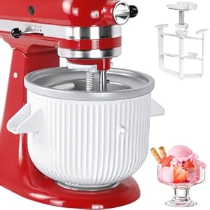 Ice Cream Maker Attachment for Kitchenaid Stand Mixer Compatible with 45 Qt and Larger Stand Mixers 2 Quart Frozen Yogurt Ice Cream Sorbet Gelato Maker