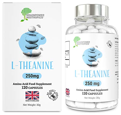 L-Théanine Pure par Brainpower Nootropics | Acide aminé pour la fonction cognitive, mémoire et concentration | qualité pharmaceutique | Garantie de remboursement (250mg) - gélules 20