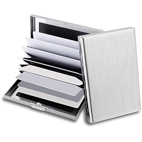 EASTNIGHTS RFID Credit Card Holder Protector Metal Credit Card Wallet Business Card Holder for Men Women Gift Box Package (Silver) Cover