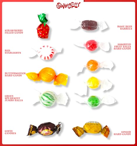 Swirleey Hard Candy Assortment - 6 Pounds - Old Fashioned Hard Candies - Classic Hostess Mix - Sweets for Desk, Offices, Schools, Gifts