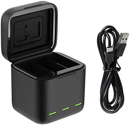 TELESIN Battery Charger Box for GoPro Hero 11 10 9 Black Accessories, Portable 3-Channel Travel Storage Batteries Charging Box with Type-C USB Cable for Hero 11 10 9 Black Action Camera [Only Charger]