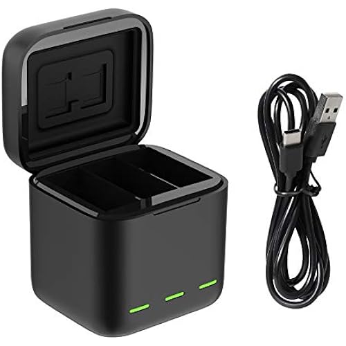 TELESIN Triple Battery Charger for GoPro Hero 12/11/10/9, USB-C Charge Case
