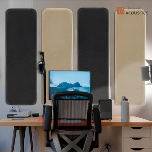 Image of Timber Acoustics Soundproofing Wooden Foam Panels, Acoustic Room Treatment (Set of 3) (1' x 3' x 1.5 inch) (Orange)