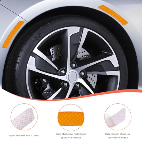 Image of 2 PCS Car Reflective Trim Side Marker Stickers, Automotive Exterior Reflector Guard Warning Sticker, Safety Reflective Strip for Car SUV Truck Wheel or Side Bumper Fenders (Yellow)