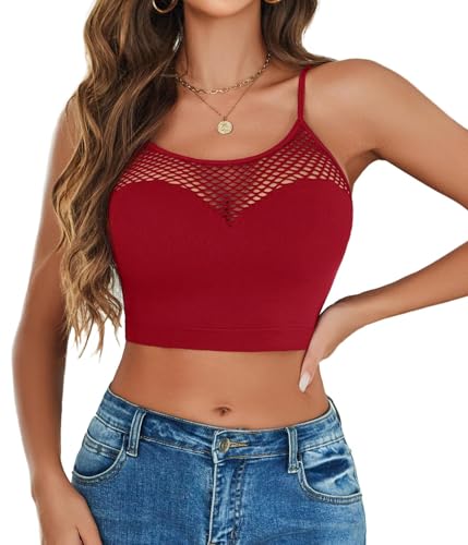 Image of Avidlove Sexy Tops for Women Fishnet Crop Tops Y2k Bralette Hollow Out Camisole Going Out Lingeries Top