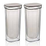 【ザッカLab.オリジナルセット】リッチェル 麦茶ポット ダブルウォール カラフェ 1L ブラウン2本セット ｜ ピッチャー 冷水筒 食洗機対応 冷たさキープ 保冷 結露しにくい おしゃれ 二重構造 洗いやすい ドアポケット お茶 冷茶