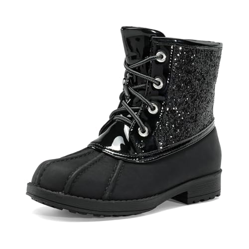 DREAM PAIRS Girls Glitter Ankle Boots Warm and Soft Velvet Lining with Side Zipper for Toddler/Little Kid/Big Kid 10 Toddler Black