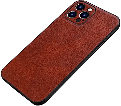 Coque marron iPhone 13 en cuir pour protection arrière au bureau