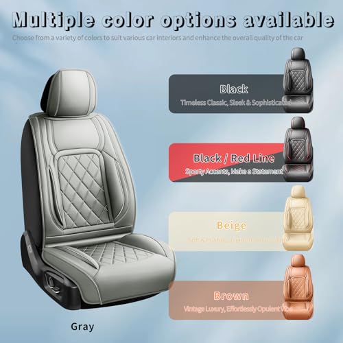 Image of Fit Equinox Car Seat Covers Compatible with Chevy Equinox 2011-2026, Premium Leather Breathable, Wear Resistant, Airbag Compatible, All-Weather Protection & Full Coverage, Full Set Gray