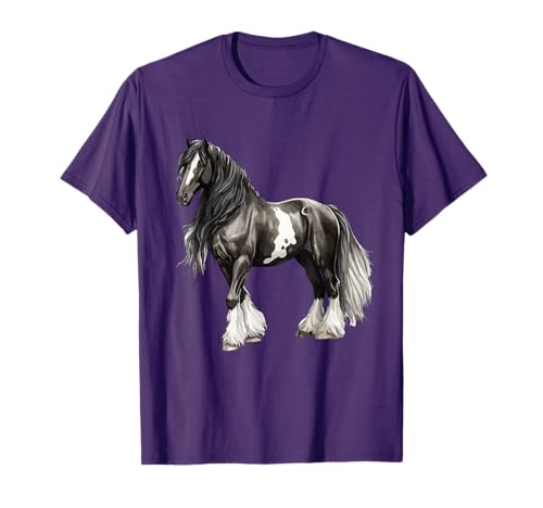 Black Gypsy Vanner Horse Lover Riding Equestrian T‑Shirt