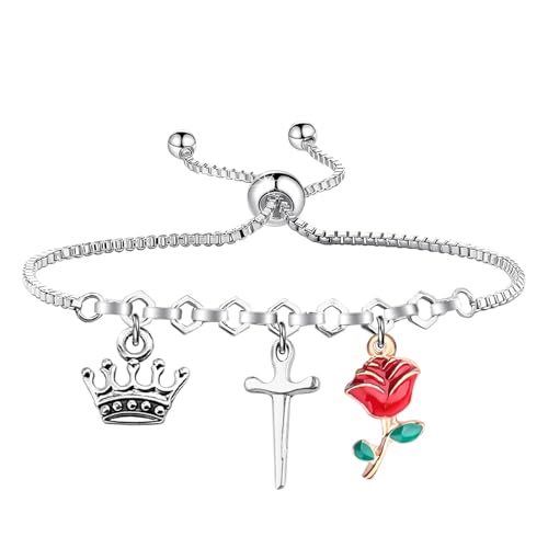 WSNANG A Court Of Thorns and Roses Merchandise Inspired Charm Bracelet Fantasy Bookish Gift Book Lover Gift(FeyreRoseBracelet)