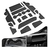 Center Console Liner Anti Dust Mat for Ford Ranger 2024 2025 Accessories Cup Holder Insert Door Pocket Pad Auto Custom Interior Non-Slip Door Slot Trim for Ranger XL/XLT/Lariat/Raptor 17Pcs (Black)
