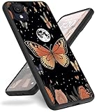 Mxfdegf for TCL ION Z Case, for TCL ION Z Phone Case,Slim Anti-Scratch Shockproof Durable Black Silicone Protective Cover Case for TCL IONZ,Butterfly and Moon