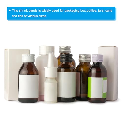 PATIKIL 50x60mm PVC Perforierte Schrumpfbänder, 250 Stück Schrumpffolie für Flaschen, Gläser, Dosen und Konserven, passend für Kappe mit Durchmesser 0,75 bis 1,02, Transparent