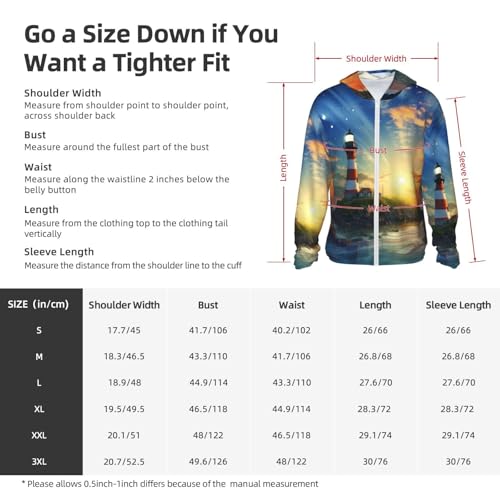 Lighthouse Sun Protection Hoodie Jacket UPF 50+ Full Zip Long Sleeve Sun Shirts with Pockets Rash Guard3